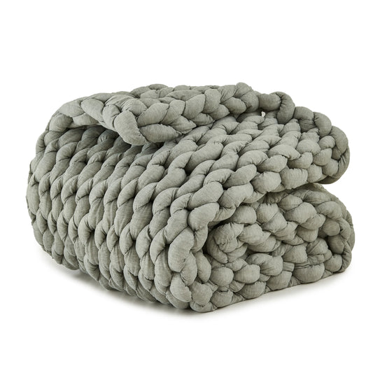 Simple&Opulence Handmade Chunky Knit Weighted Blanket For Adults