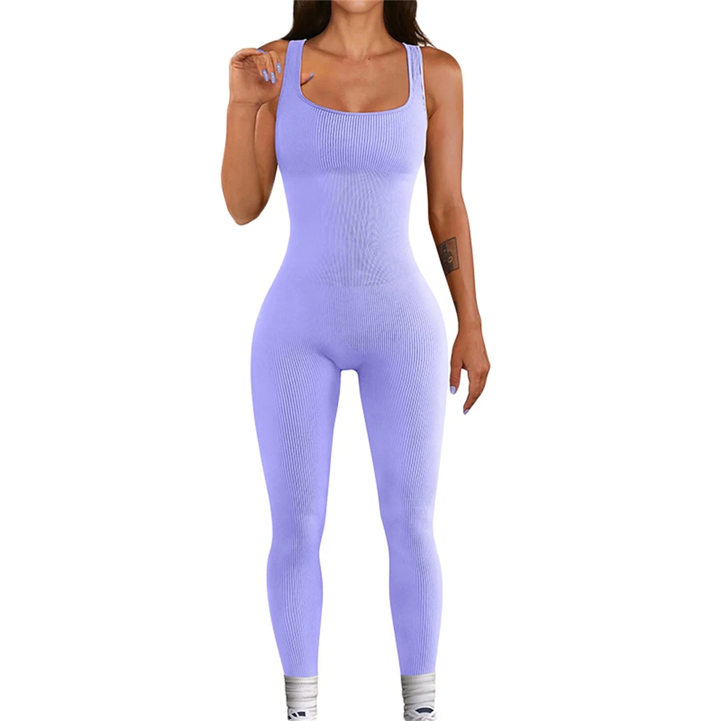 Hirigin Women Sleeveless Bodycon Jumpsuit U Neck Streetwear Clubwear FashionableEdition