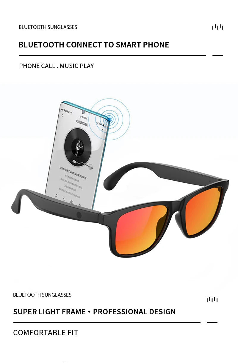 Giinova Smart Glasses Bluetooth Hands Free Sunglasses