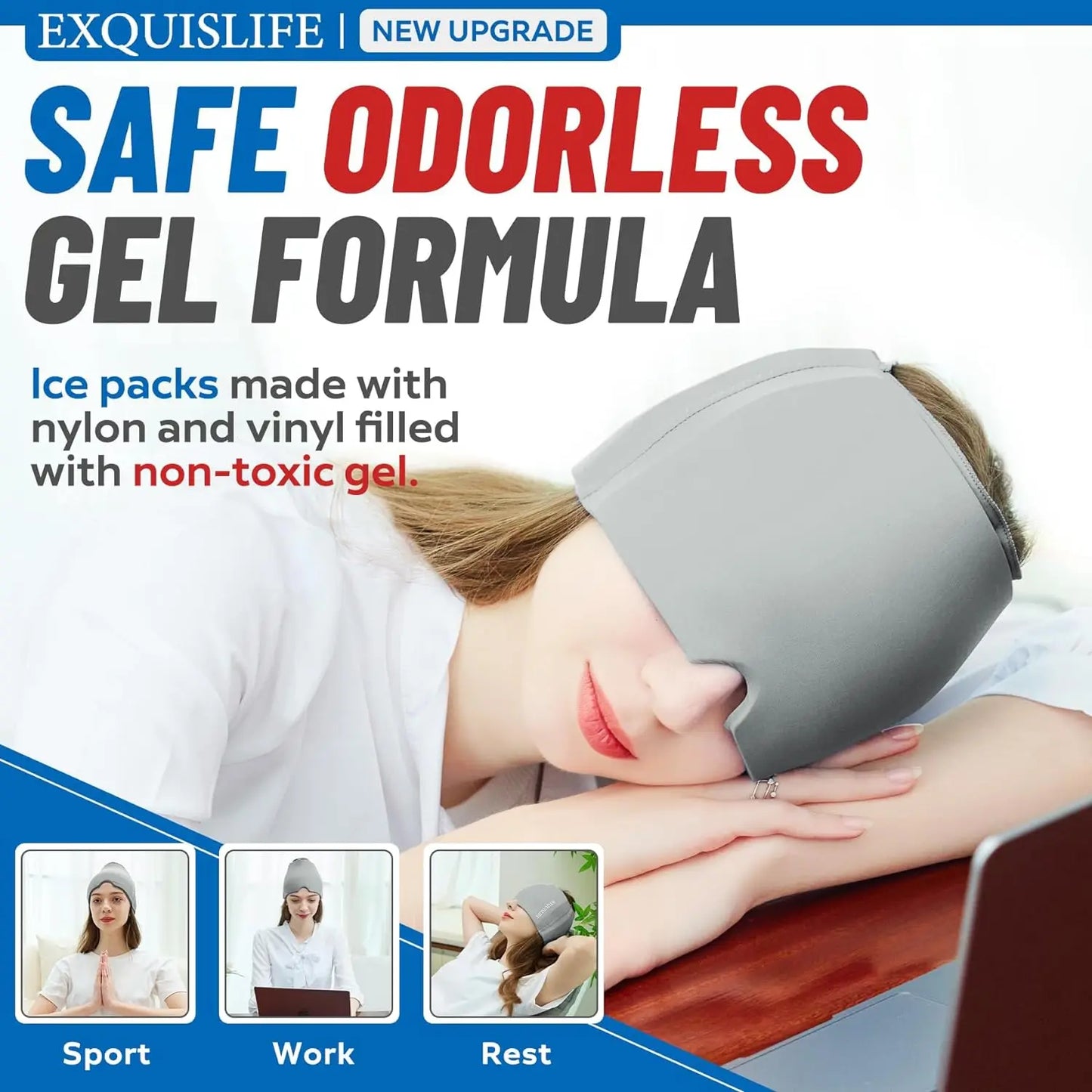 Wrap inus Puffy Eyes Tension Stress Headache Eyes Mask Hot Cold Therapy Migraine Cap Headache Relief Hat Migraine Ice Head Wrap