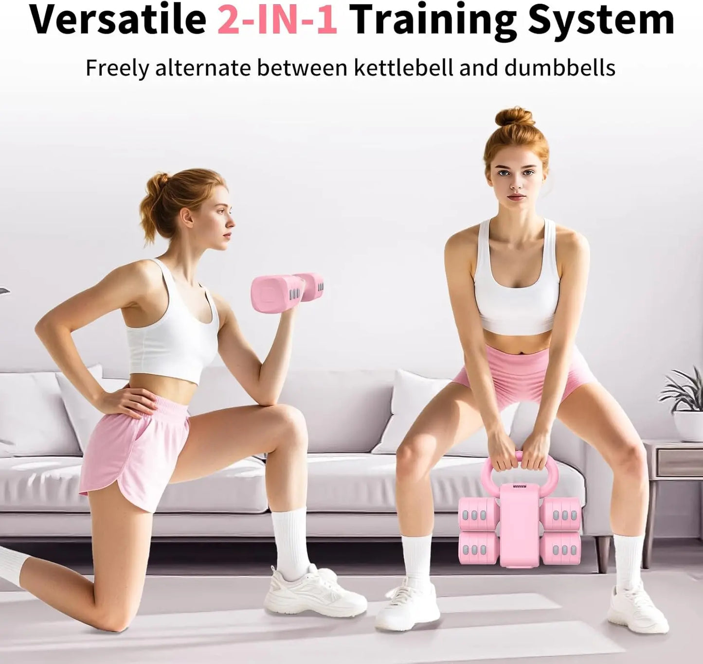 Adjustable Dumbbells And Kettlebell Set With 4 Weight Levels