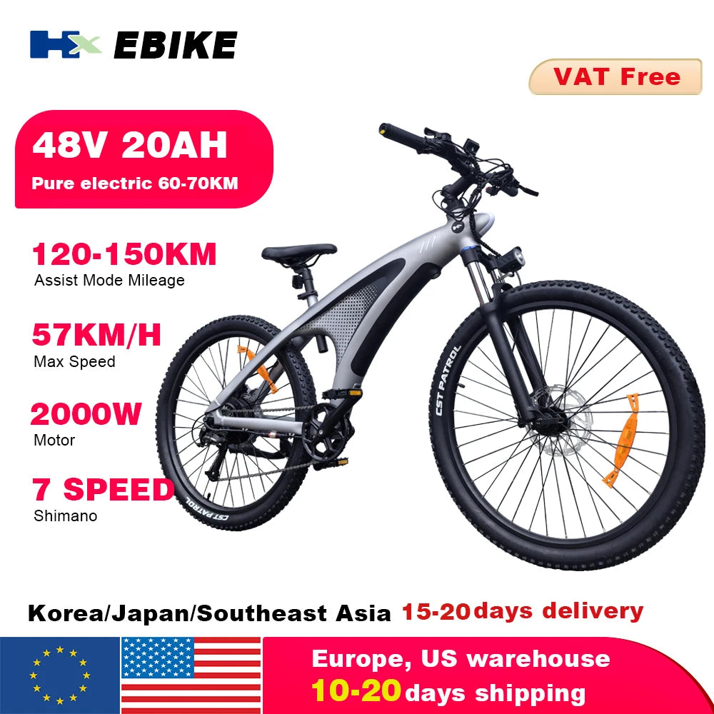 HX Q5 2000W Electric Mountain Ebike With 48V 20Ah Battery