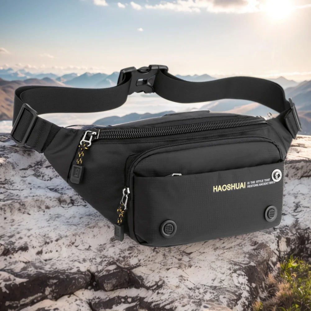 Men Sports Fanny Pack Adjustable Strap Fitness Mobile Phone Bag Wear-Resistant Marathon Fanny Pack for Outdoor Sports