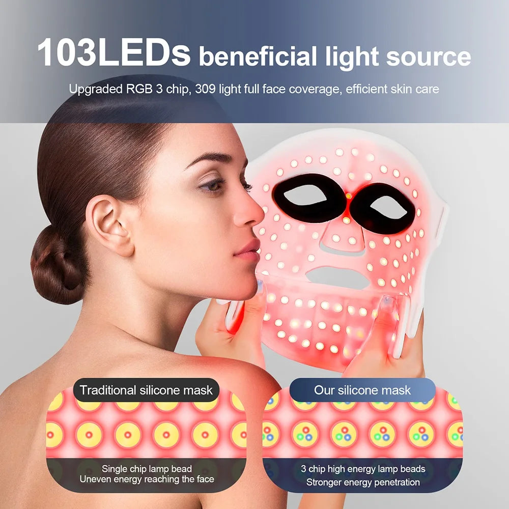 Foreverlily Silicone LED Mask With Neck 7-Color Infrared Light Therapy