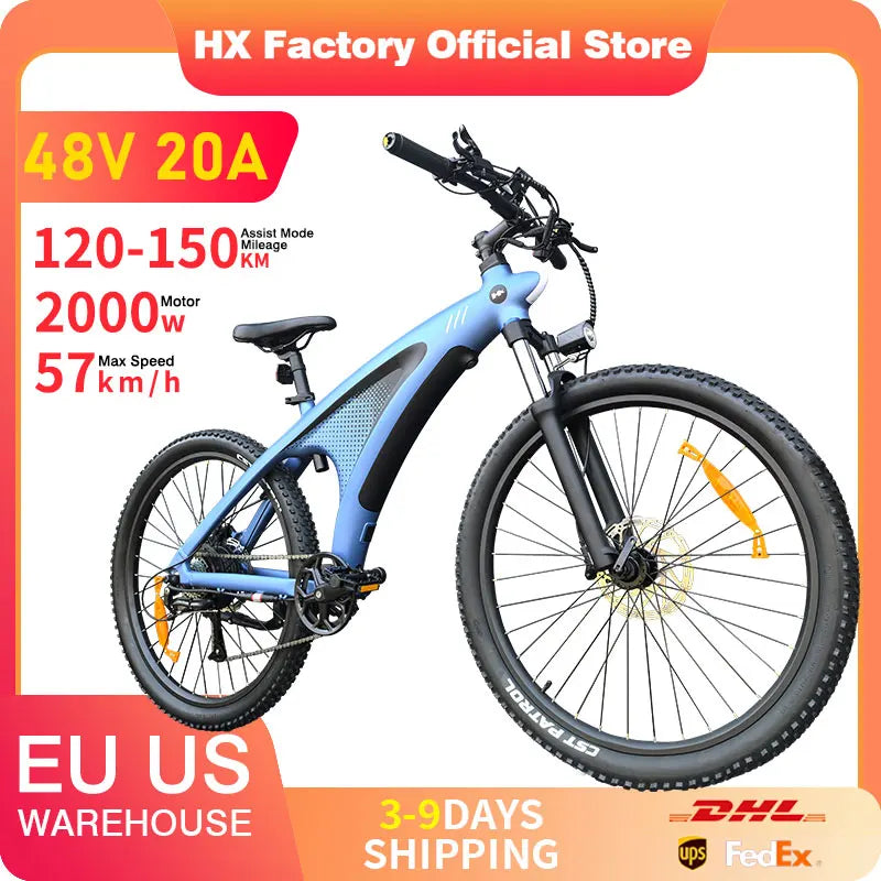 HX Q5 2000W Electric Mountain Ebike With 48V 20Ah Battery