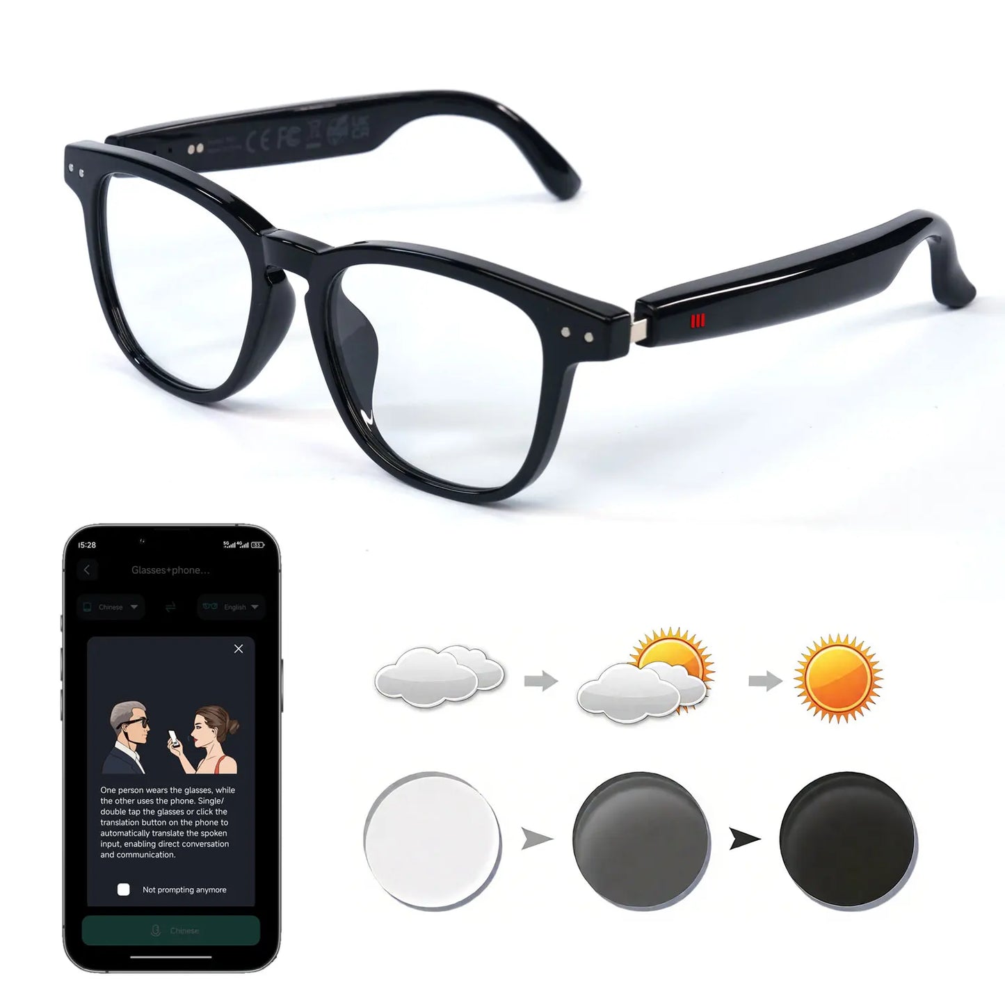Giinova Smart Glasses With App Translation Open Ear Audio Calls