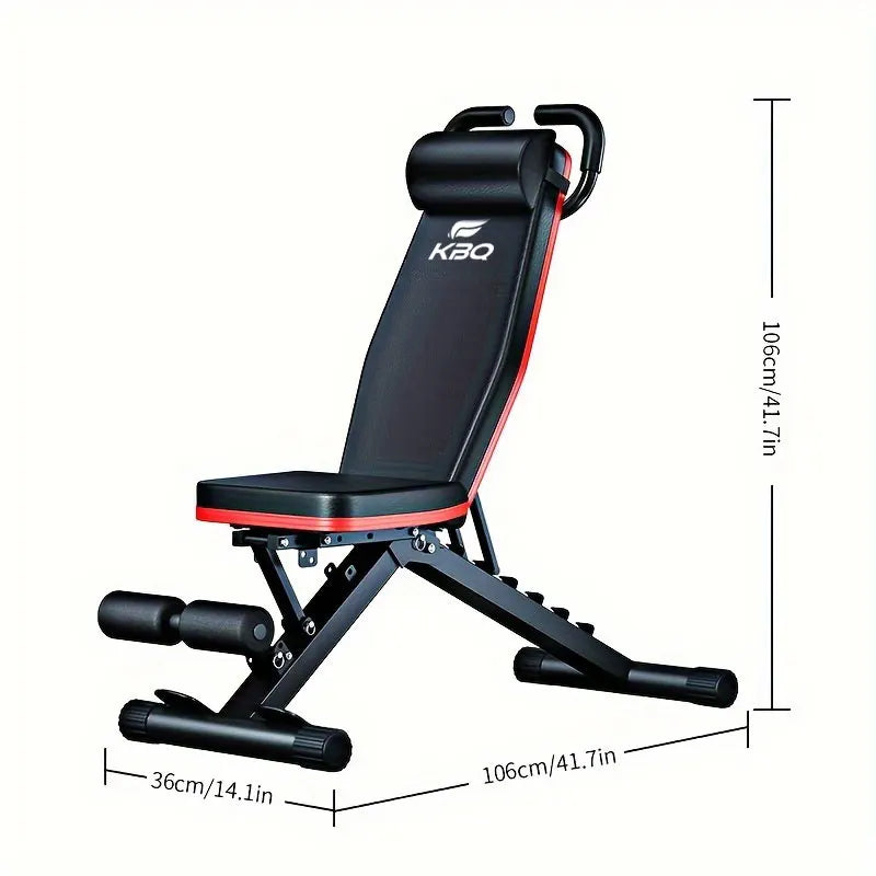 KBQ Multi Function Folding Fitness Bench With Adjustable Roman Chair
