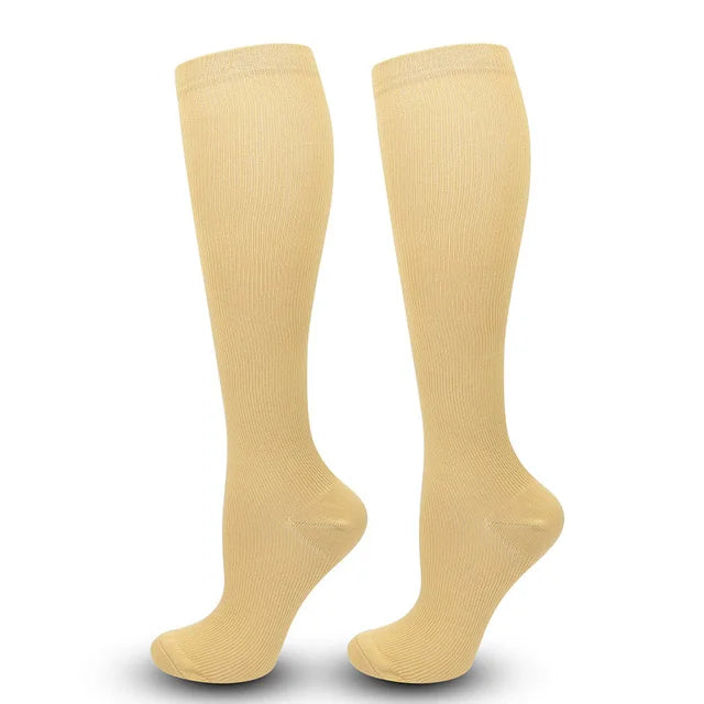1 Pair Women's & Men's Compression Socks 15-20 mmHg Knee High Stocking for Cycling Soccer Running Athletic Calf Socks