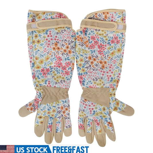Floral Pattern Garden Gloves Waterproof Breathable With Reinforced Palms