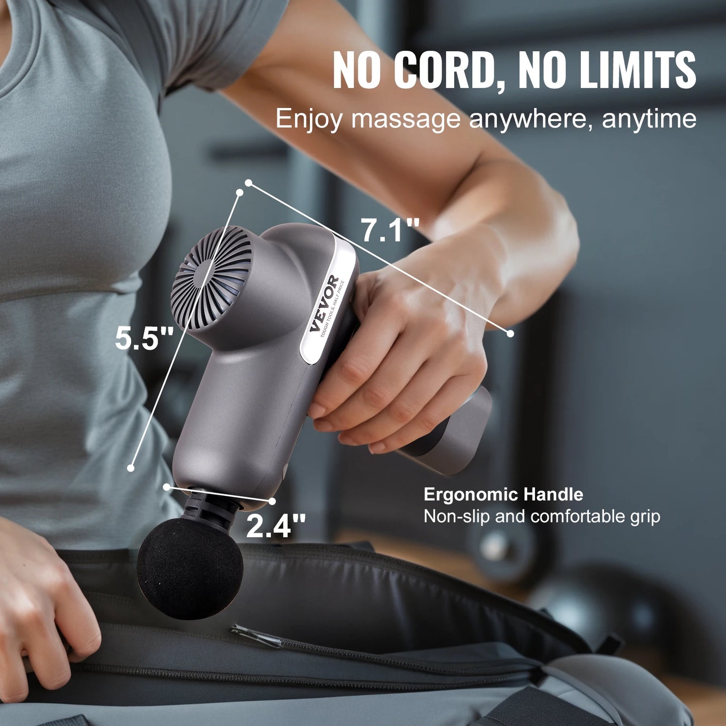 SucceBuy Mini Massage Gun Percussion Muscle Massage Gun for Athletes w/ 5 Speed Levels & 6 Massage Heads for Pain Relief Muscle