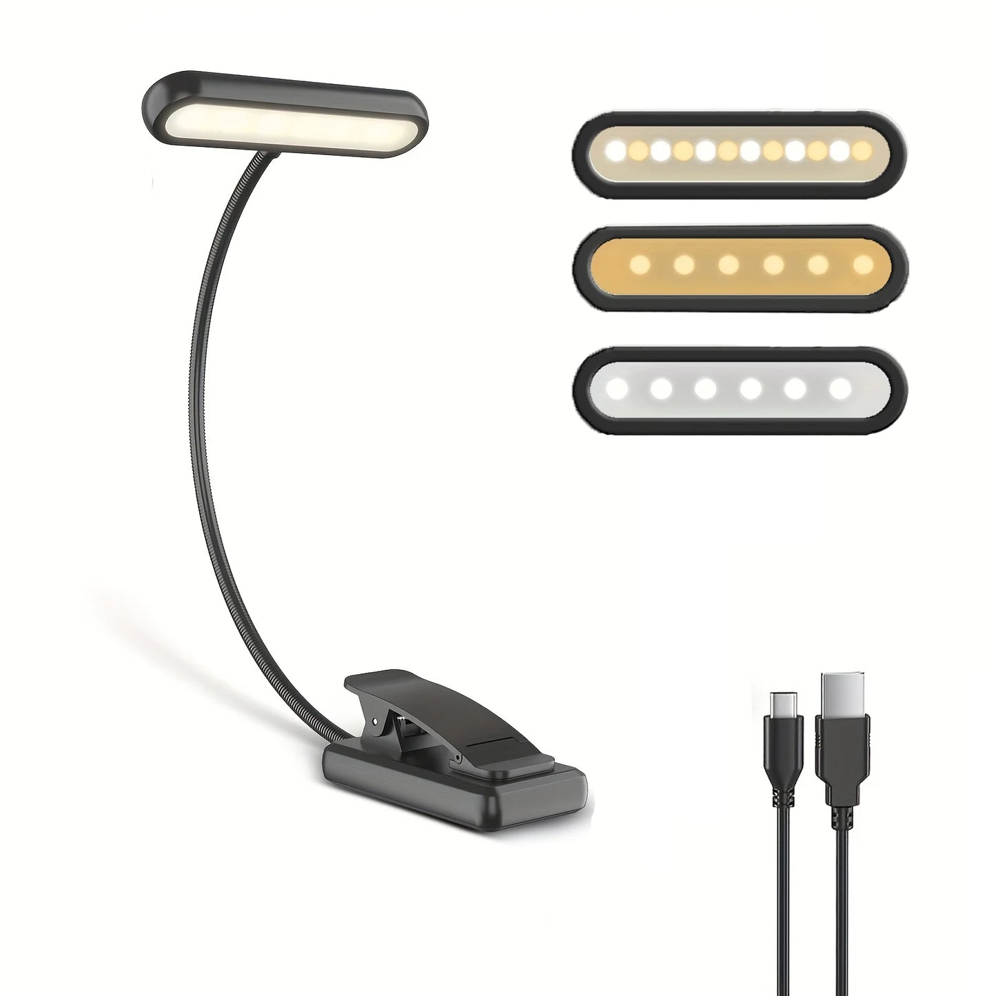 LIQI Portable Clip Reading Lamp USB Rechargeable Night Light