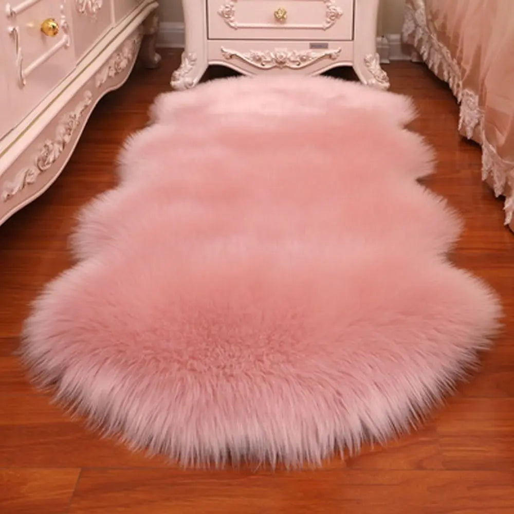 Washable Soft Faux Fur Long Hair Shag Rug Non Slip Bedroom Floor Mats