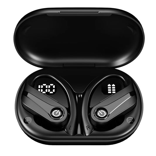 Mpow Q63 Bluetooth 5.3 Wireless Earbuds with Mic IPX7 Waterproof 200H Earphones with Hooks for Sports Running Workout Gym