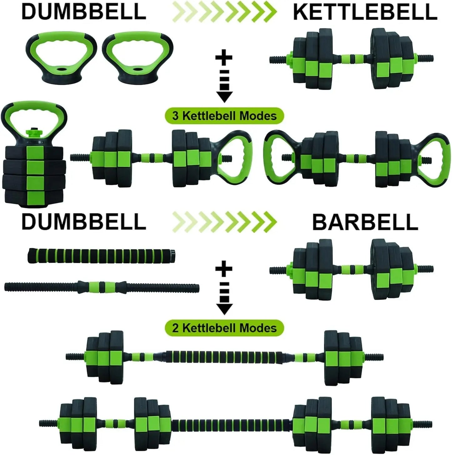 HiMISS 4 In 1 Adjustable Kettlebell Dumbbell Barbell Set