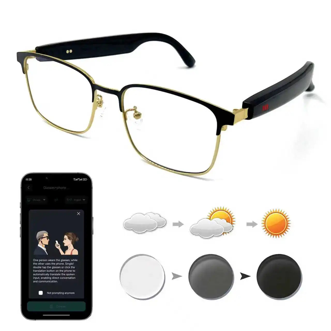 Giinova Smart Glasses With App Translation Open Ear Audio Calls