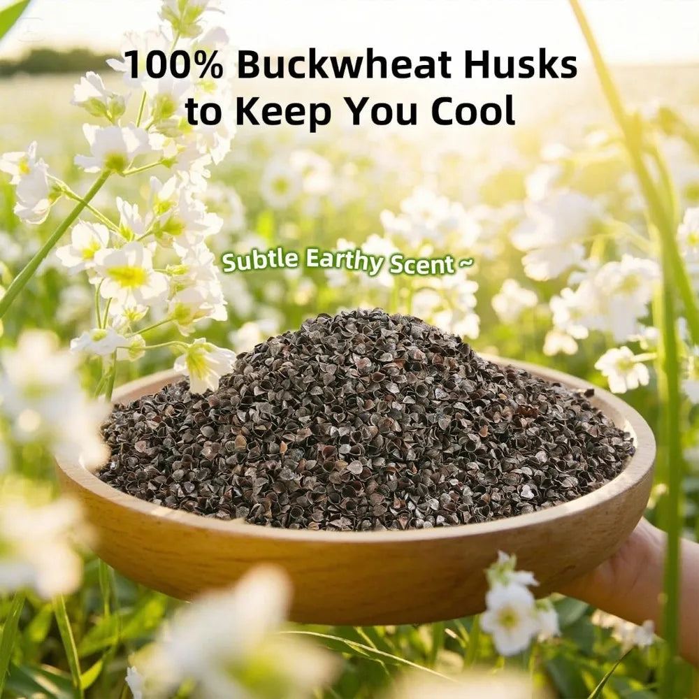 Buckwheat Pillow Adjustable Height Organic Cotton Shell