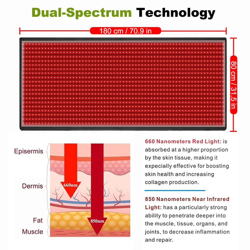 1280Pcs Red Light Infrared LED Therapy Mat Body Relaxation