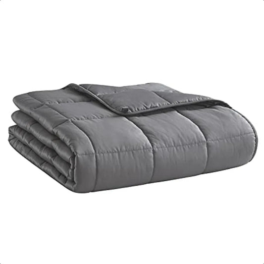 Weighted Blanket for Adults Dark Grey 48x72 15lbs Twin Full Size Heavy Throw Blanket Cooling Breathable Microfiber with Glass B