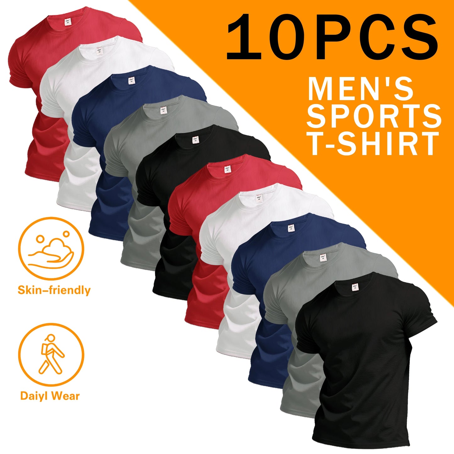 NONECN Men's Sports Round Neck Short Sleeve Shirt for Golf