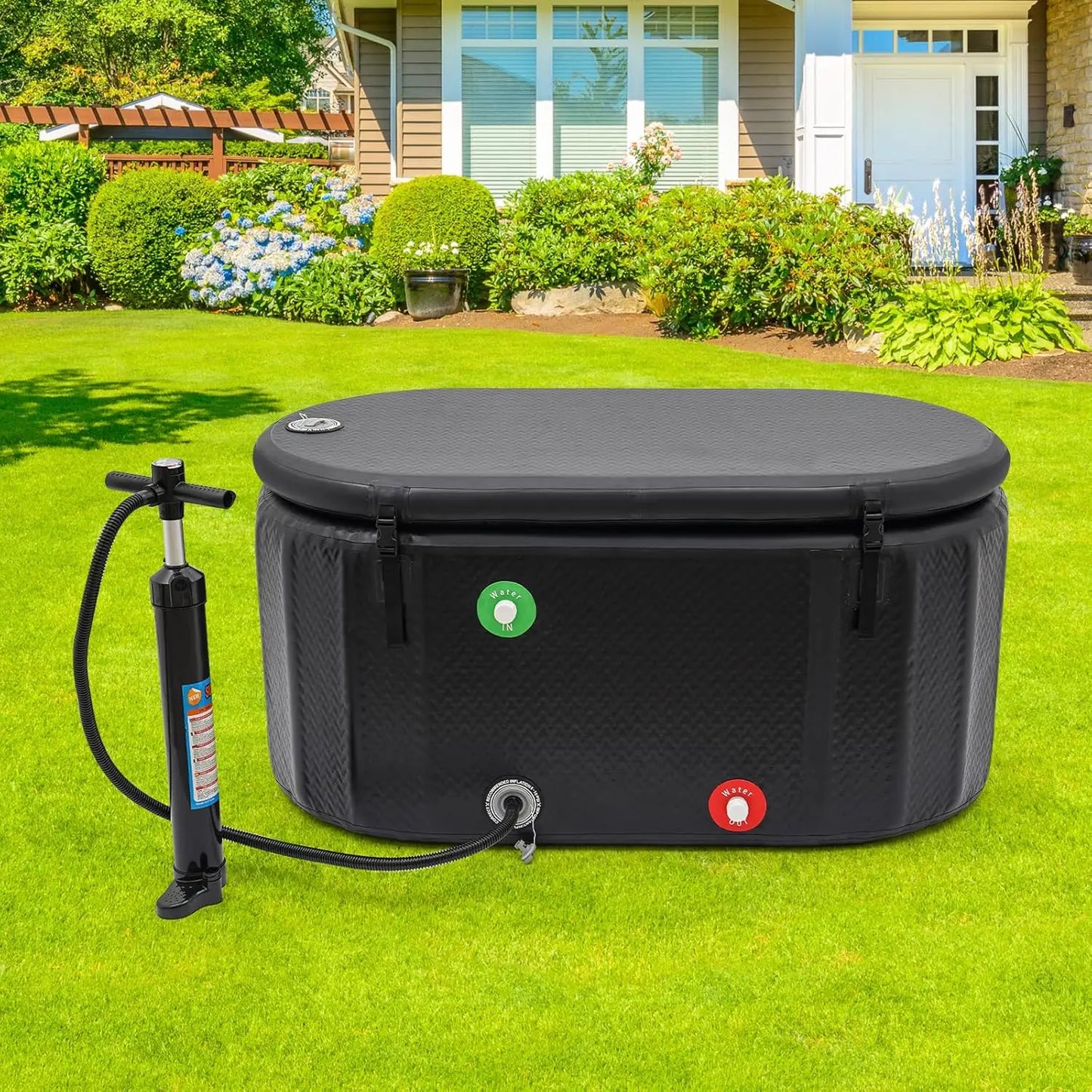 Inflatable 72.65 Gallon Freestanding Cold Water Bathtub with Pump and Cover for Ice Bath Therapy