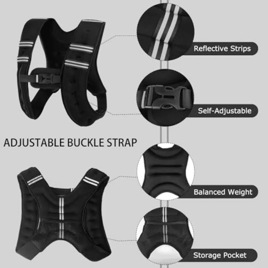 LISM Adjustable Weighted Vest With Reflective Stripe For Training
