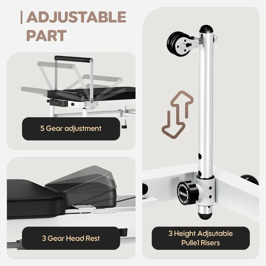 Pilates Reformer 91 Foldable Reformer Pilates Machine with High Low Mode 3 in 1 Pilates Equipment for Home Use with Springs Cor