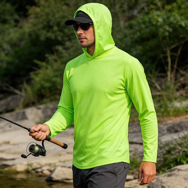 Men's Long Sleeve Hooded T Shirt For Running And Fitness