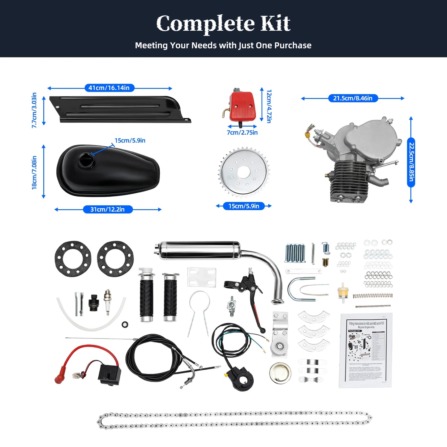 Upgraded Pro 100cc Motorized Bike Engine Kit 36 Tooth Sprocket DIY
