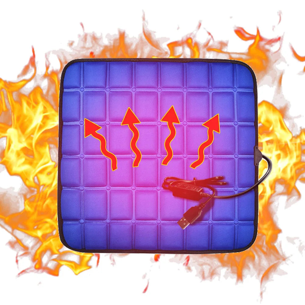 USB  Car Chair Electric Heated Cushion Camping Portable Heating Blanket Thickened Winter Outdoor Home Office Thermal Warmer Pads