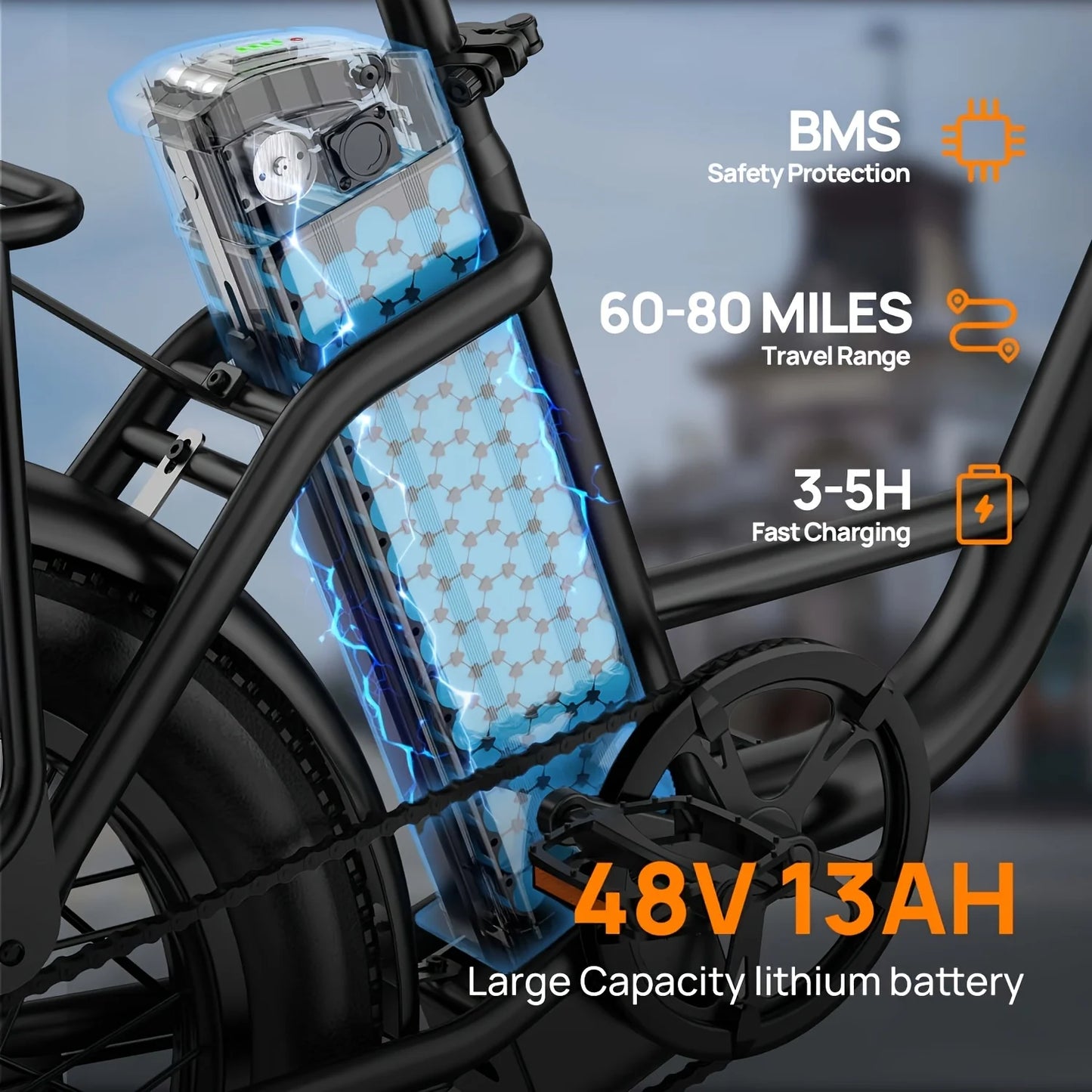 URLIFE 1000W E20 Electric Bike With 48V 13Ah Removable Battery Dual Disc Brakes Hydraulic System