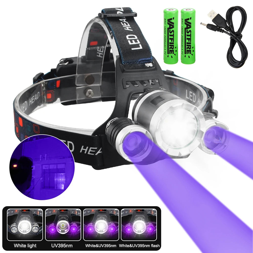 VASTFIRE LED Headlamp USB Rechargeable 90 Degree Adjustable