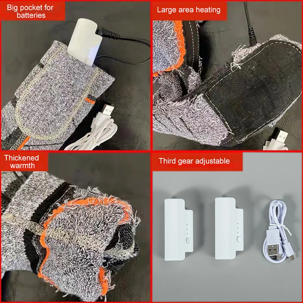 Electric Foot Warm Socks 3.7v Battery Heating Socks Elastic Comfortable 3 Modes Adjustable for Fishing Camping for Hiking Skiing