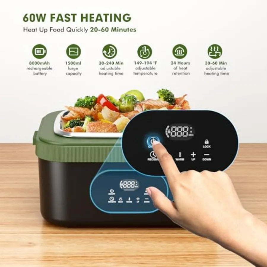 Cordless Electric Lunch Box Self Heating With Smart Timer