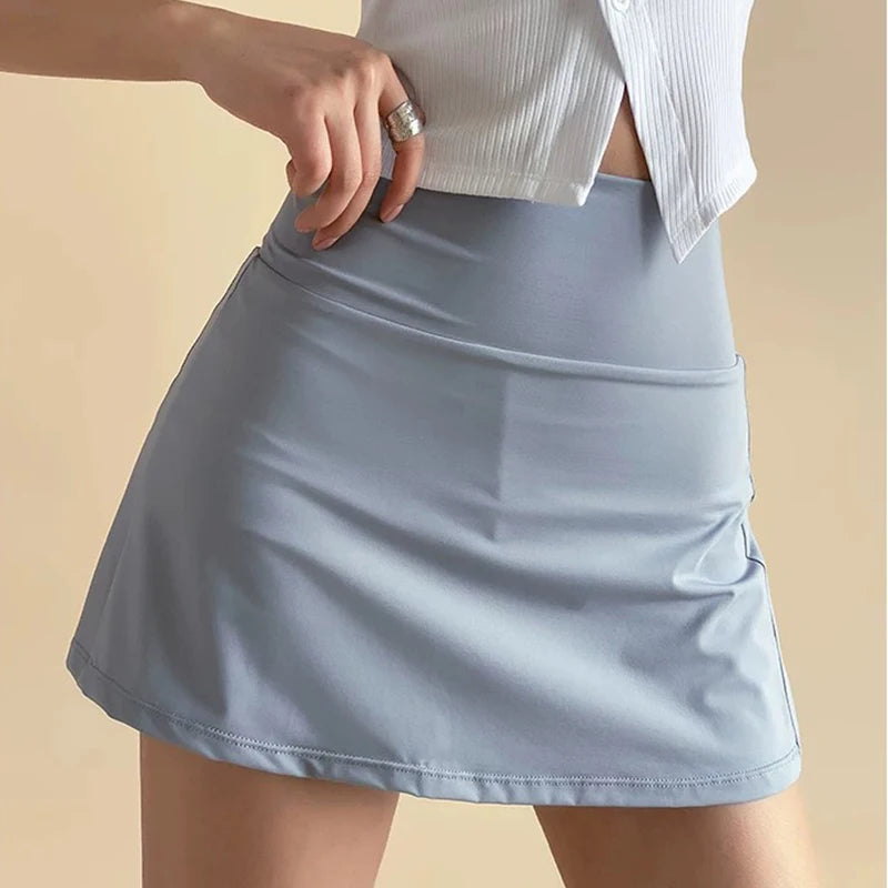 NONECN Women's High-Waisted Sports Skort With Inner Lining For Yoga