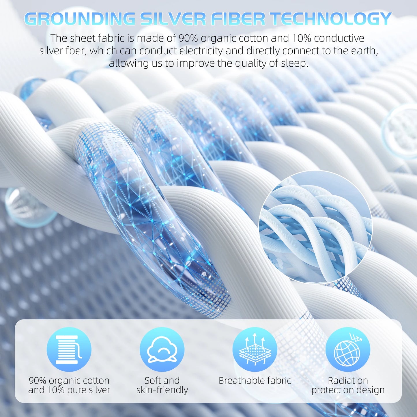 NONECN Grounding Sheet With Silver-Infused Organic Cotton For Sleep