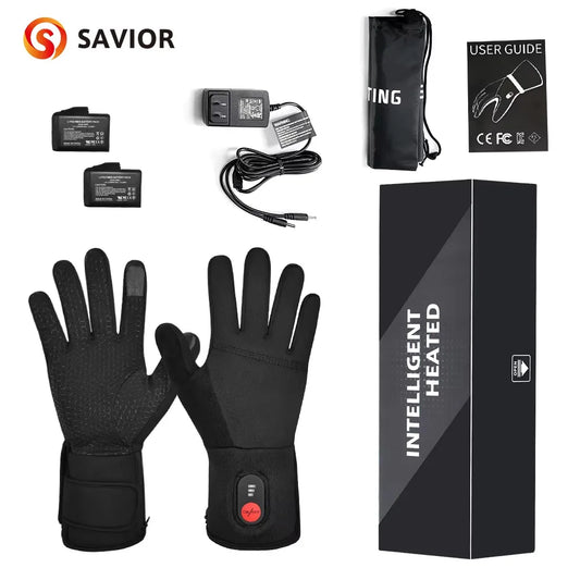 Savior Heated Gloves Electric Skiing Winter Warm Support Touch Screen Glove Men Women Snowboarding Thermal Skiing Liner Outdoor