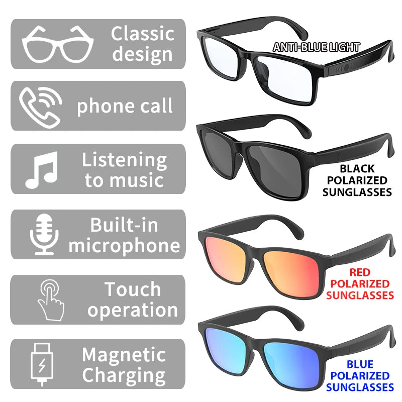Giinova Smart Glasses Bluetooth Hands Free Sunglasses
