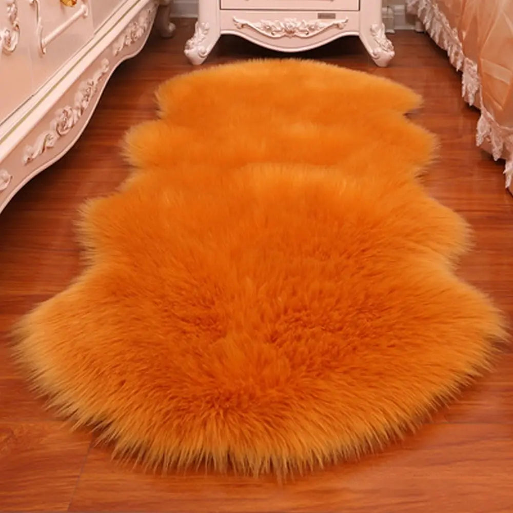 Washable Soft Faux Fur Long Hair Shag Rug Non Slip Bedroom Floor Mats