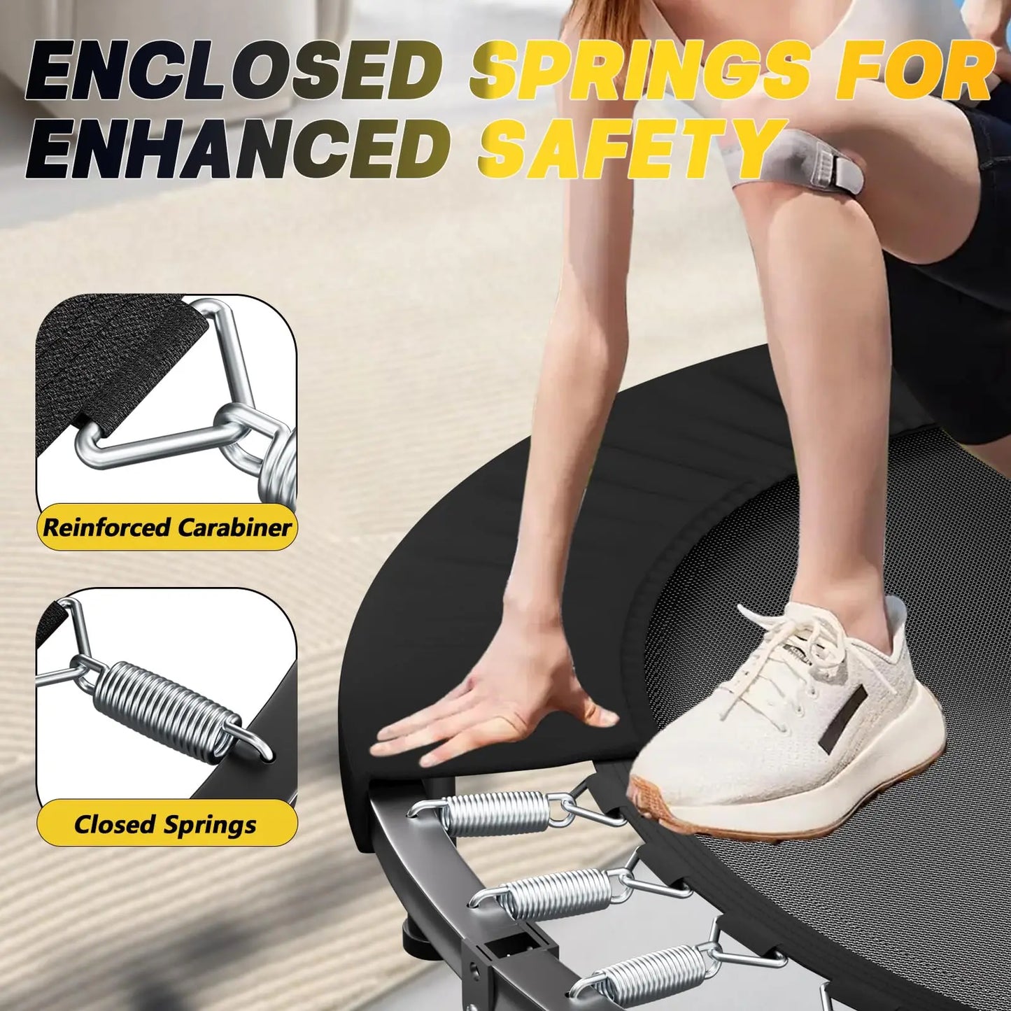 Rebounder Trampoline For Adults With Adjustable U Bar Handle