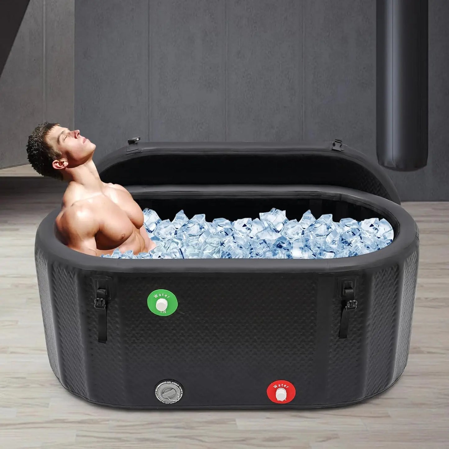 Inflatable 72.65 Gallon Freestanding Cold Water Bathtub with Pump and Cover for Ice Bath Therapy
