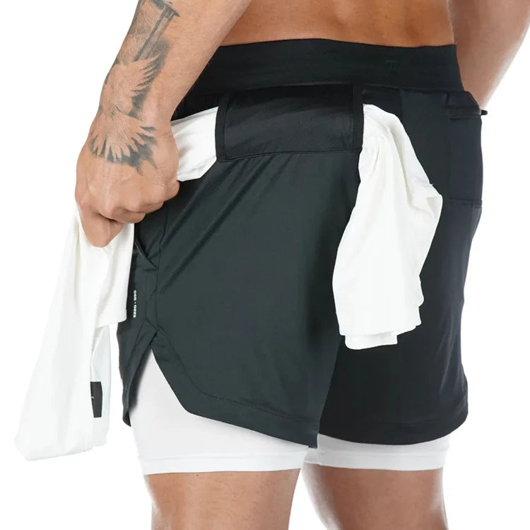 Men Running Shorts Quick Dry 2 In 1 Gymnasium Fitness