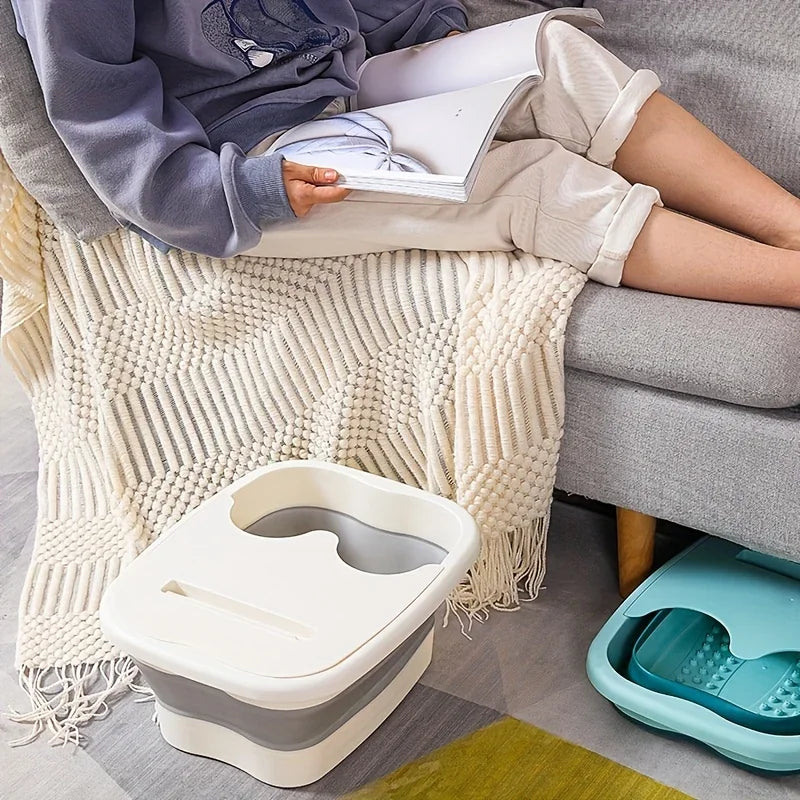 Foldable foot bath tub – portable, covered basin with ergonomic design, suitable for travel and home use