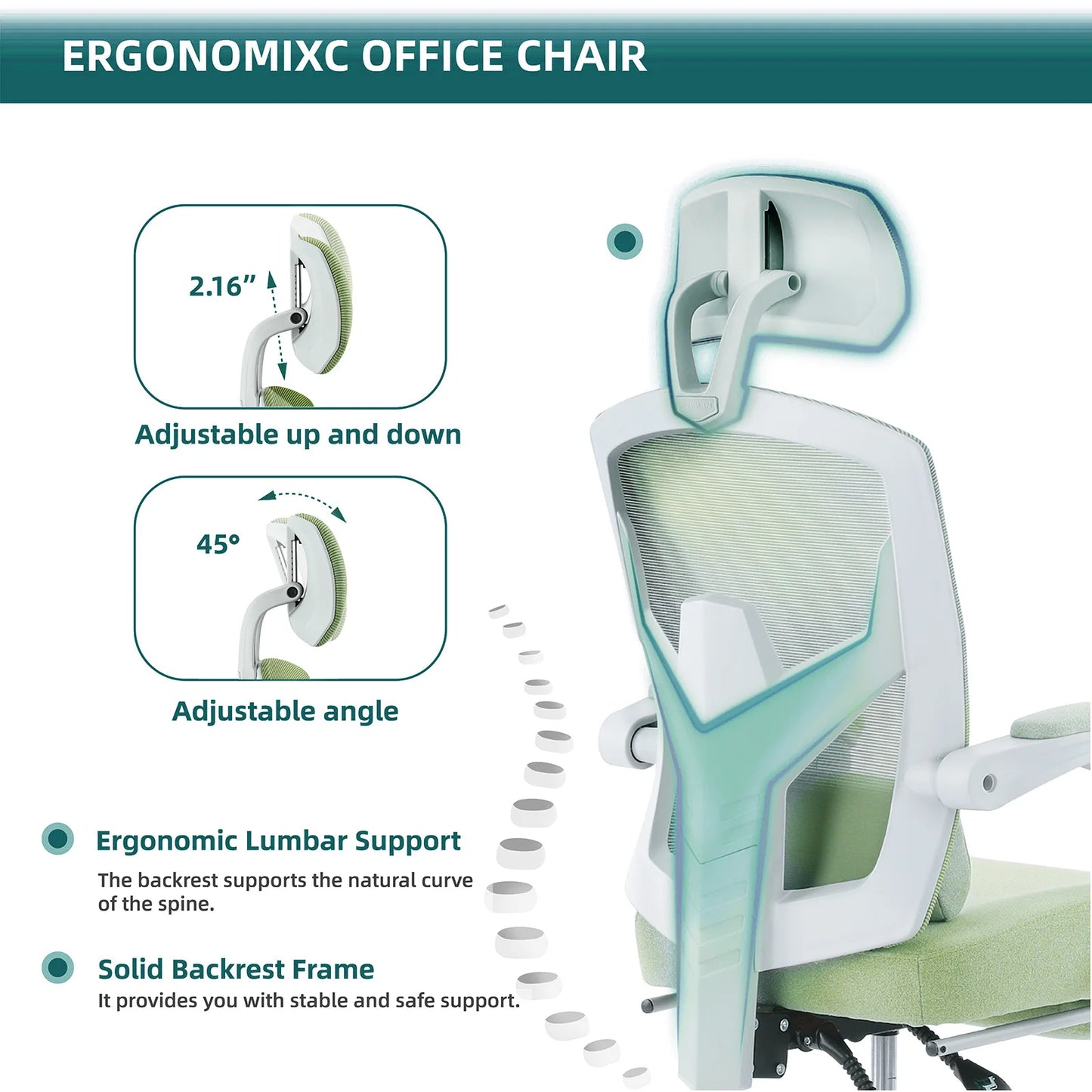 JHK Ergonomic Reclining High Back Mesh Office Chair Lumbar
