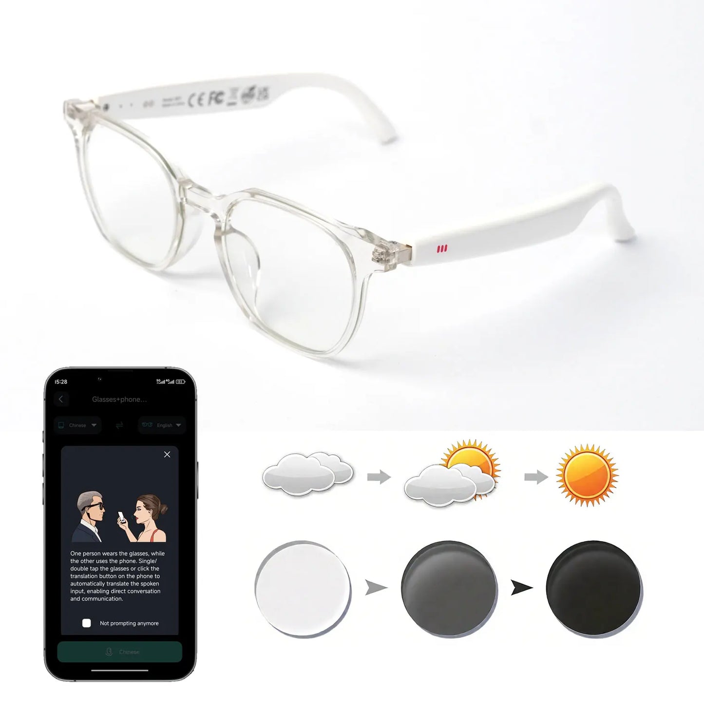 Giinova Smart Glasses With App Translation Open Ear Audio Calls