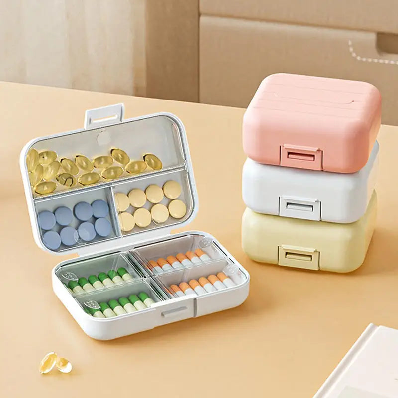 7 Grids Portable Mini Pill Box Double Sealed Medicine Storage Case Week Long Day Divided Lockable Drug Organizer Weekly 2030