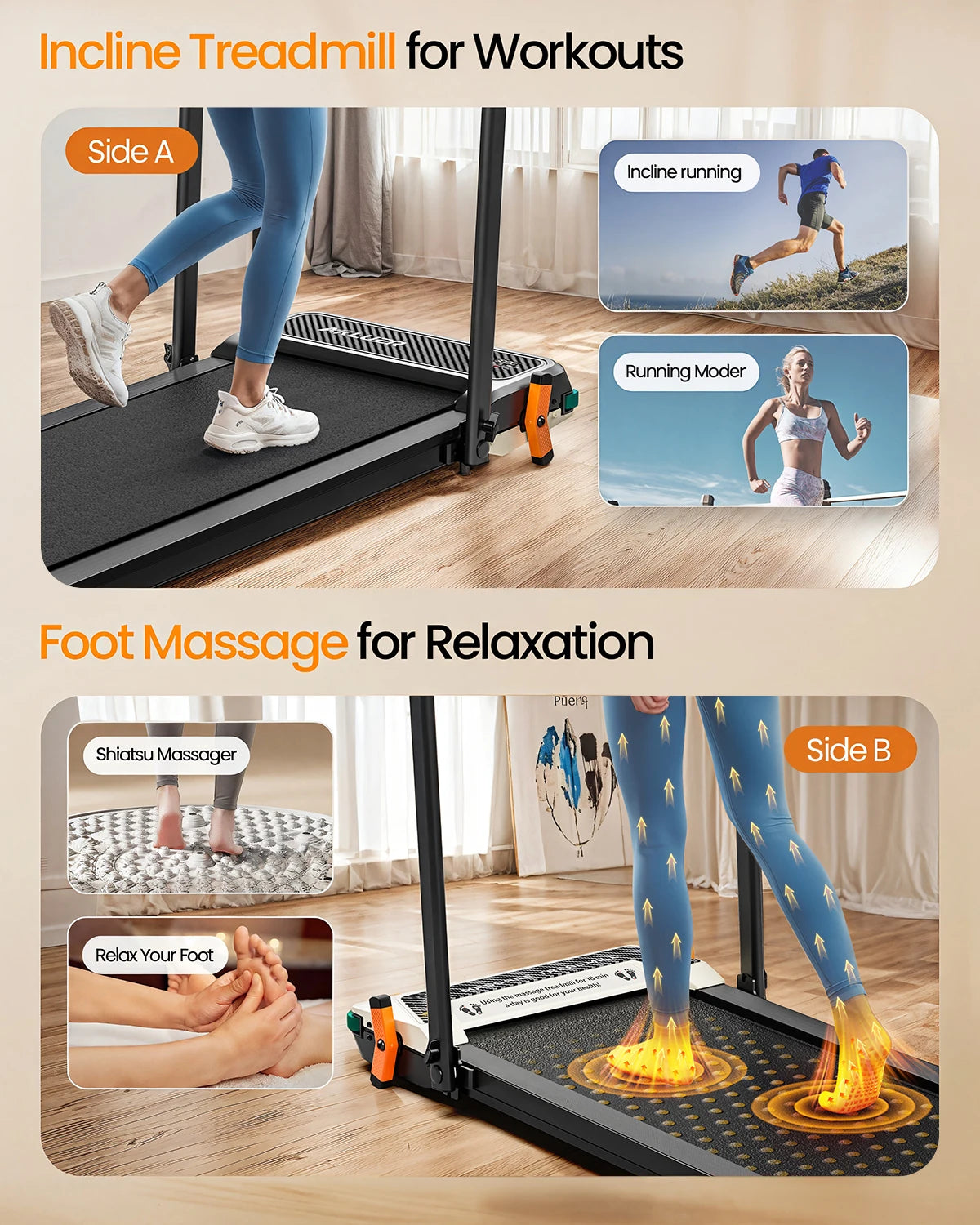 AKLUER Walking Pad Treadmill For Home TwoPointFiveHP 2 In 1