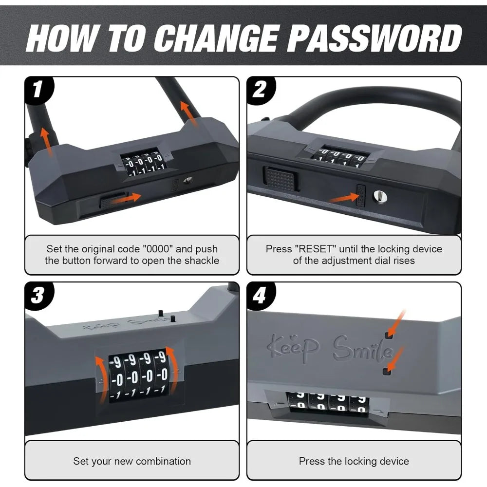 Hign Concerned Chemical Bike Lock U Lock Four Digit