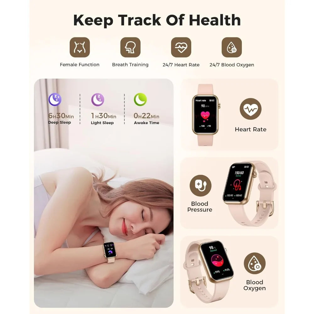 Smart Watch Fitness Tracker (Answer/Make Calls), 24/7 Heart Rate Spo2 Blood Pressure Monitor Sleep Tracker