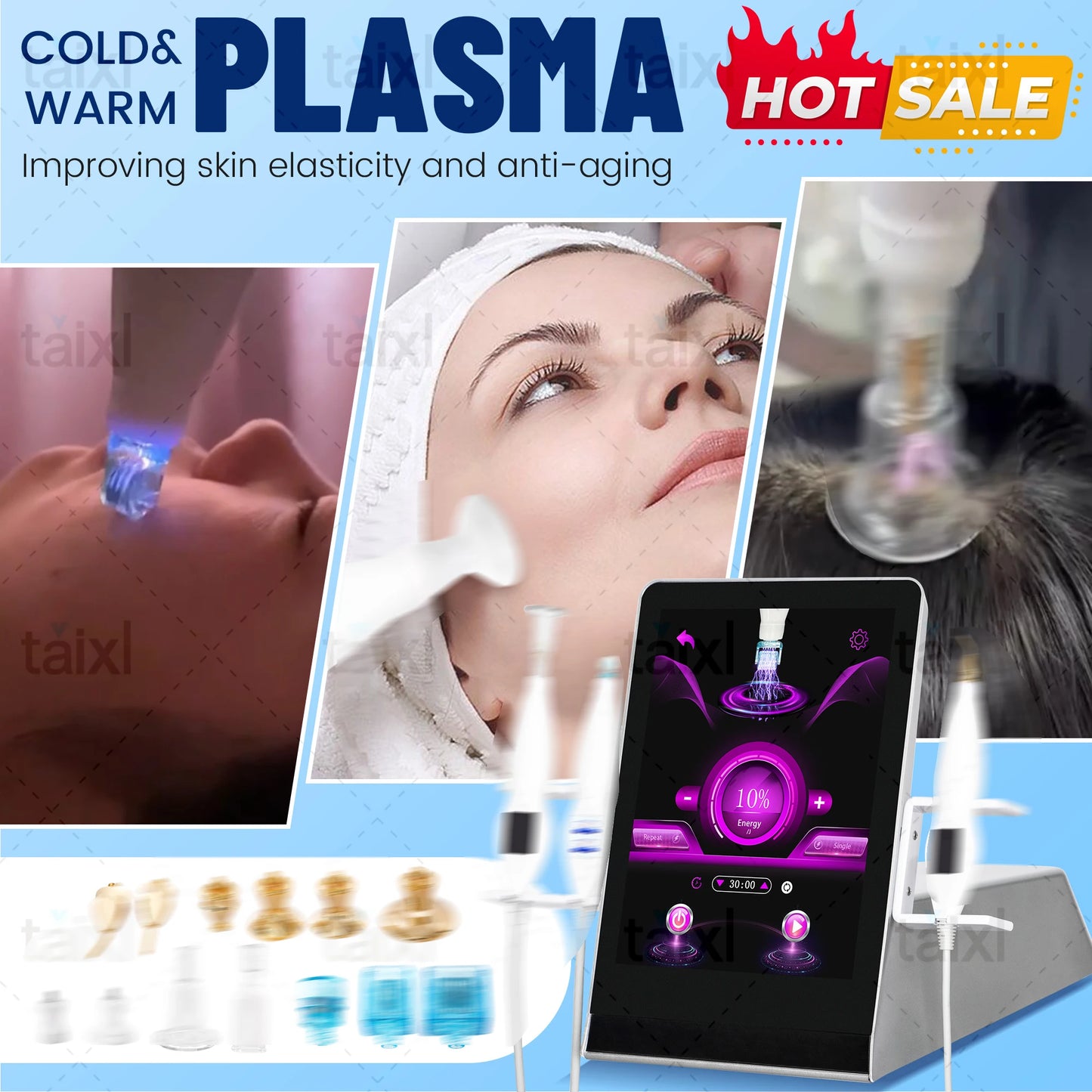 8-In-1 Diamond Stamp Cold Hot Plasma Skin Rejuvenation Machine