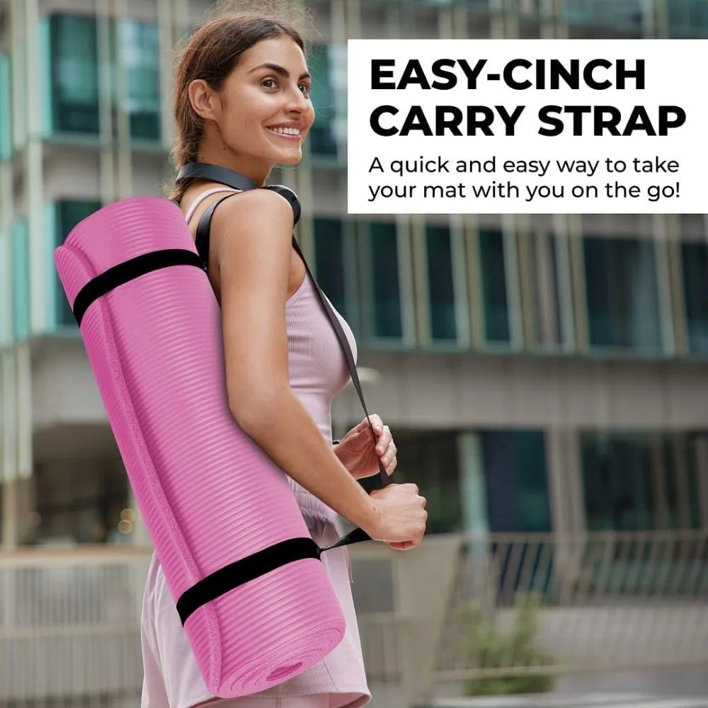 HemingWeigh Thick Yoga Mat Set With Non Slip Mat Blocks Straps Towels For Home Workouts